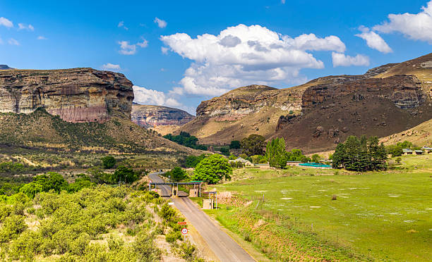 Drakensburg - Maluti Mountain Range in the Free State with the sandstone mountain peaks. Now a UNESCO World Heritage Site.