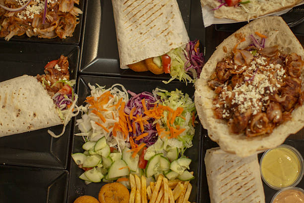 An Assortment of Diverse Dishes from Middle Eastern Cuisine Presented on Plates