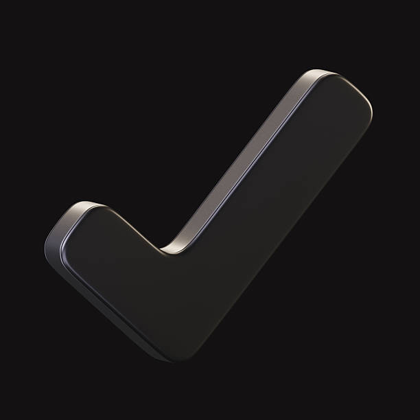 3D black check mark icon with tick and correct symbol, perfect for success, approval, confirmation, checklist, and agreement design concept