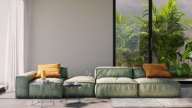 istock Large luxury modern bright interiors Living room mockup illustration 3D rendering image 2239316557