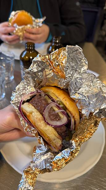 istock burger with meat on a plate 2239316739