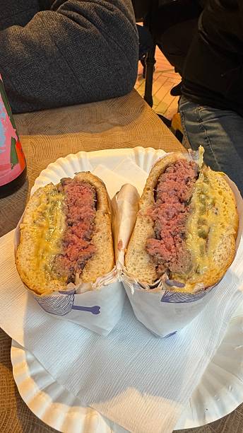 istock burger with meat on a plate 2239316746