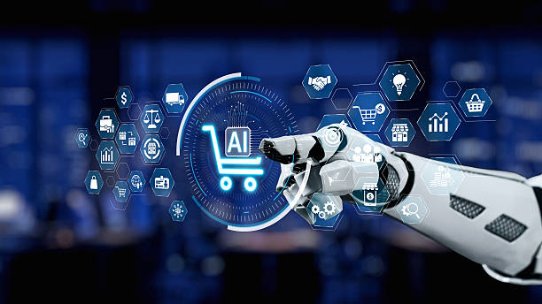 istock Futuristic robotic hand interacting with AI shopping cart icons in modern digital interface representing the future of e-commerce and smart technology Synapse 2239331143