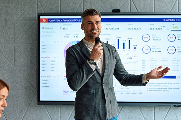 istock Man presenting financial data during business meeting 2239333838