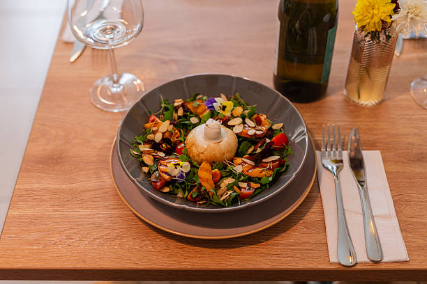 Chef prepares a delicious Italian burrata in the restaurant's kitchen