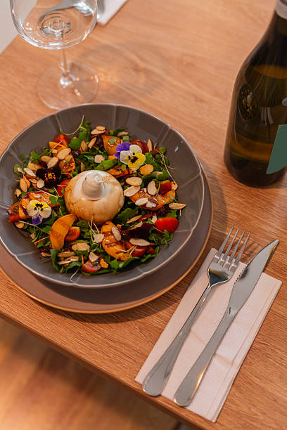 Chef prepares a delicious Italian burrata in the restaurant's kitchen