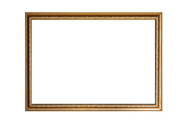 istock Vintage old retro wooden golden frame isolated on white 2239357337