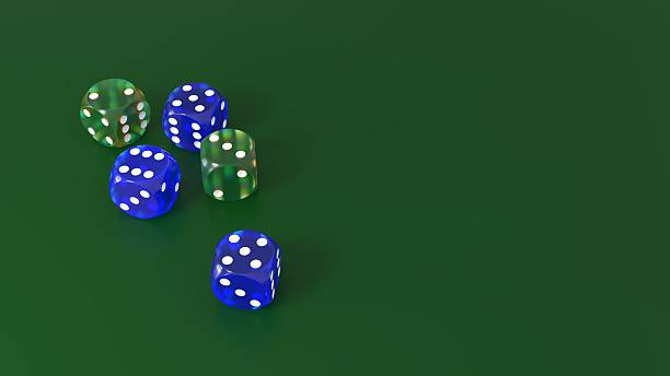 istock green and blue playing dice on a green background 2239364506