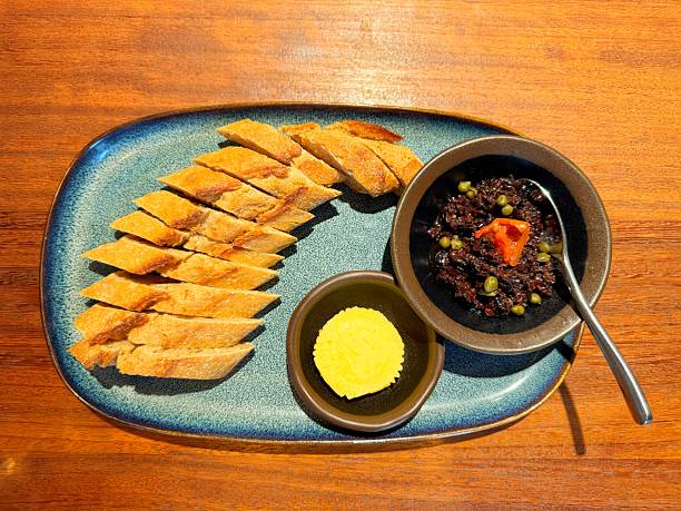Bread butter and olive tapenade