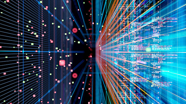 Abstract program code, big data, artificial intelligence, machine learning, quantum computing. Digital transformation technologies. stock photo