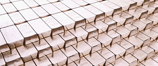 1000 Grams Pure Silver Bars and Coins. 3D Render