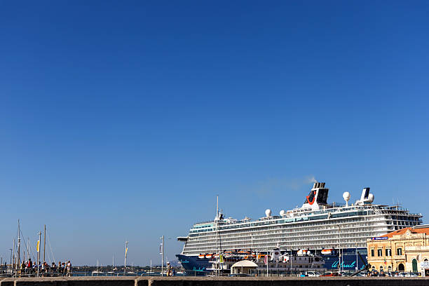 Passenger liner moored at Syracuse harbor. Syracuse, Italy - September 26, 2025