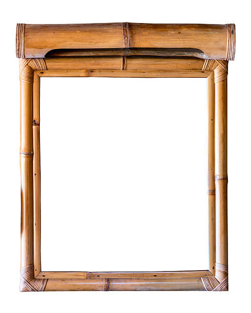 istock Wall mount decorative empty bamboo mirror isolated on white background. Asian style 2239400631