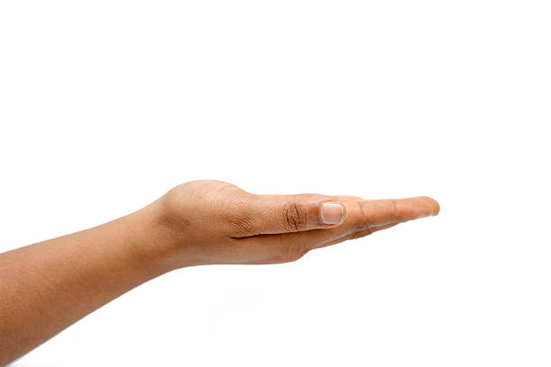 istock Female hand showing something isolated on white 2239402306