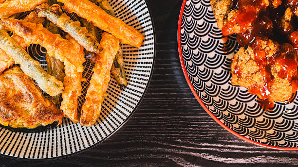 Korean Crispy Chicken with Vegetable Tempura