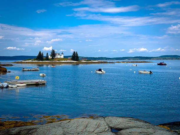 istock Pumpkin Island Lighthouse across Eggemoggin Reach, Maine 2239413876