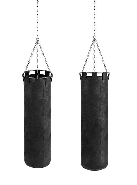 istock Hanging boxing bag on a white background 2239422689