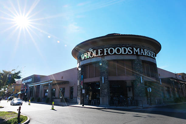 Folsom, California, USA - October 4, 2021: Storefront of a Whole foods market located at 270 Palladio Pkwy, Folsom, CA 95630. Whole Foods Market, Inc., a subsidiary of Amazon, is an American multinational supermarket chain headquartered in Austin, Texas, which sells products free from hydrogenated fats and artificial colors, flavors, and preservatives.