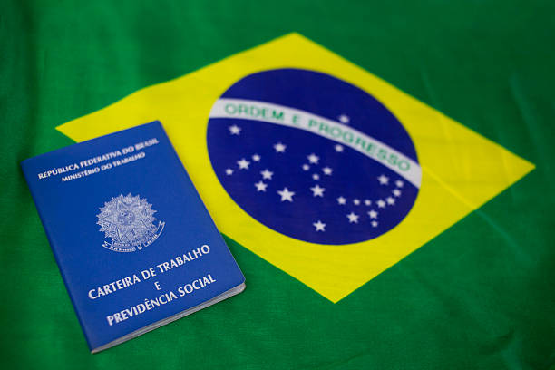 istock Brazilian work card with Brazil flag 2239439975