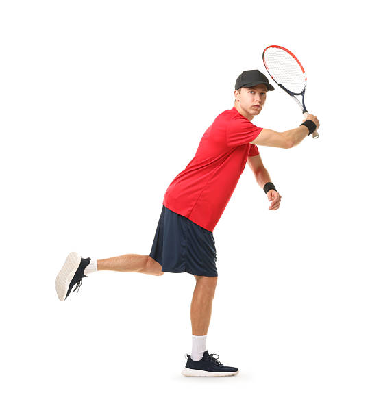 istock Man with tennis racket on white background 2239446492