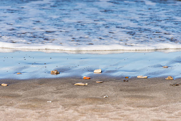 Advance the waves on the sand at the seashore.