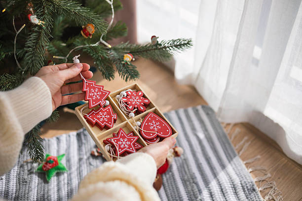 istock Eco-friendly Christmas ornaments in gift box 2239448467