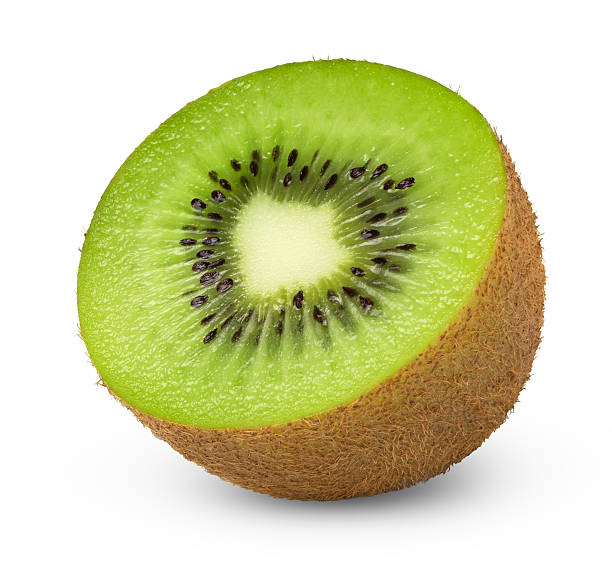 istock Juicy kiwi fruit slice isolated. Kiwi fruit cut in a half with clipping path. 2239451006