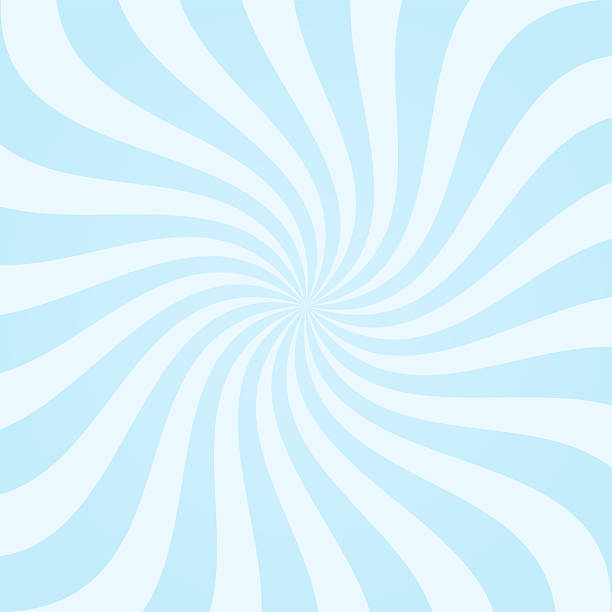 Blue swirl background with radial twist pattern. Soft wavy lines spiraling from center in pastel colors. Dynamic optical illusion effect with candy style curves. Abstract vector illustration.