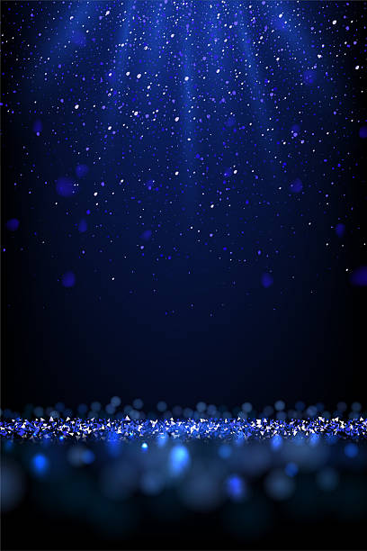 istock Blue glitter background with sparkles. Shiny metallic particles, glowing light beams, and bokeh effects on dark. Luxury festive scene for celebration, holiday, award design. Vector illustration 2239455445
