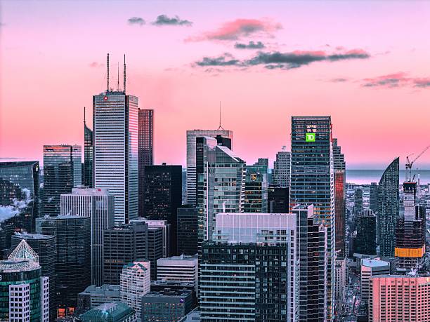 istock Toronto skyline at sunset with modern skyscrapers. 2239460524