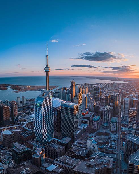 istock Toronto skyline with CN Tower at sunset. 2239460612