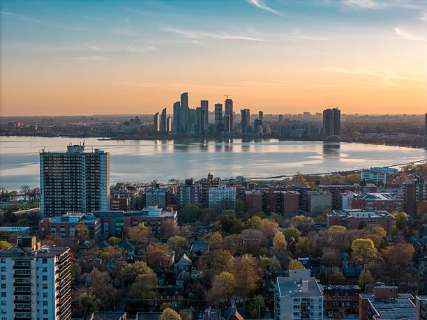 istock Toronto skyline at sunset with Lake Ontario. 2239460621
