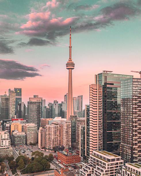 istock Toronto skyline with CN Tower at sunset. 2239460644
