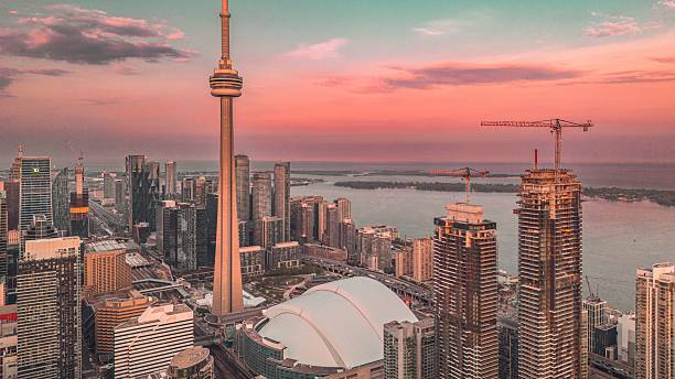 istock Toronto skyline with CN Tower at sunset. 2239460660