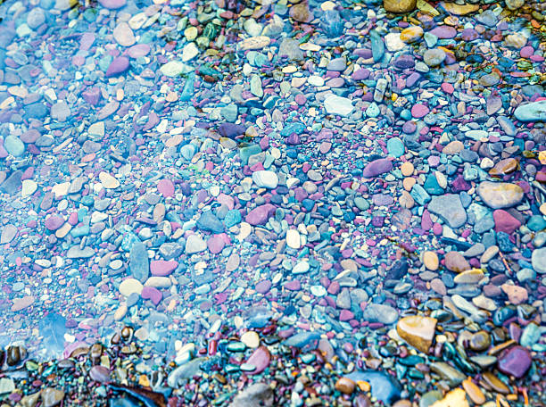 Close up at the  colorful pebbles at Glacier national Park