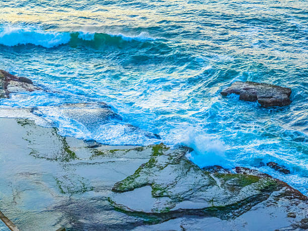Sunrise from above at the seaside at Mona Vale on the Northern Beaches of Sydney, NSW, Australia.