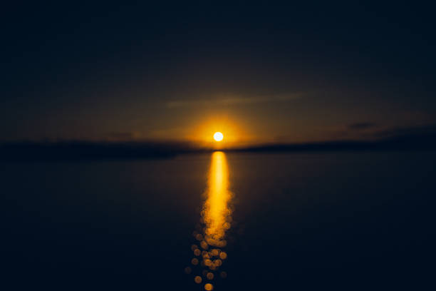 An abstract view of the sunset reflecting on the surface of the water. The golden light and soft bokeh create a dreamy and emotional atmosphere, symbolizing warmth, hope, and the passage of time.