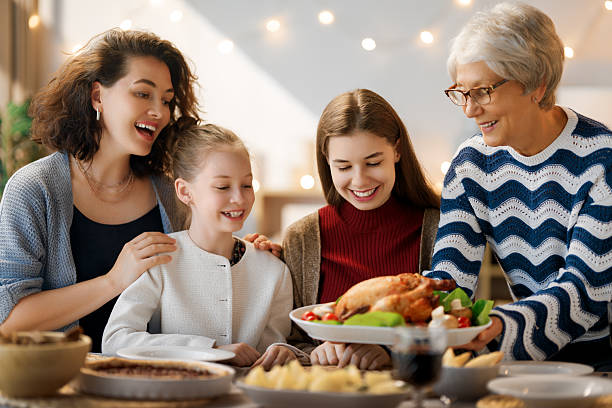 istock Family celebrating Thanksgiving Day 2239477667