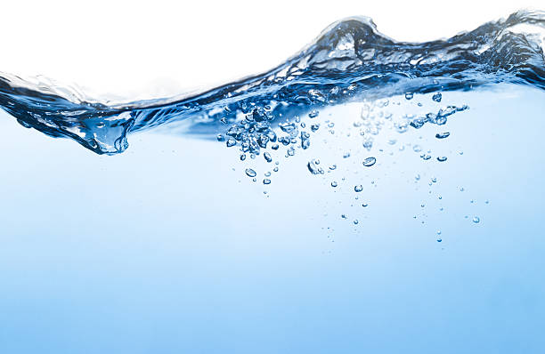istock Splashing Water Wave. Air Bubbles Float Up in Clear water. Pure Drinking Water, Oxygen Relaxation. Blue Water Textured on White Background. 2239479508