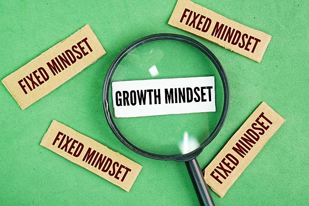 istock A magnifying glass with the words Growth Mindset and Fixed Mindset. 2239479712