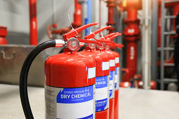 istock Fire extinguishers are located in the fire control room for building safety. 2239484945