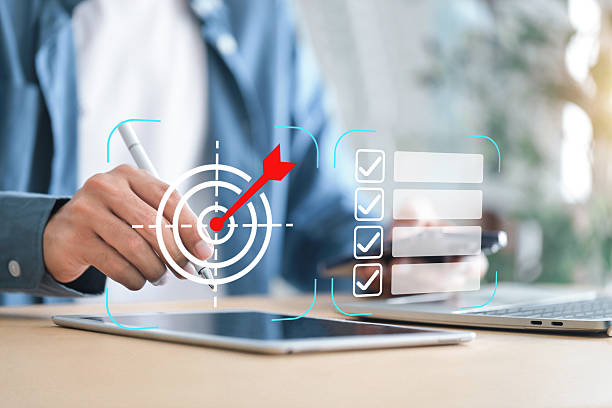 istock Business goal setting concept , Strategic planning for business growth and target customer group. 2239485059