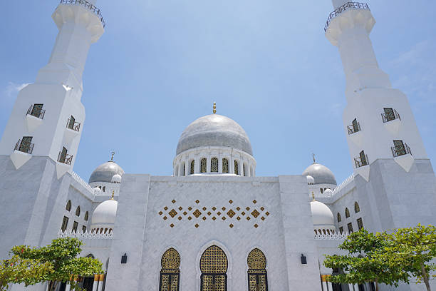 Exterior view of Sheikh Zayed Grand Mosque in Solo featuring elegant Middle Eastern architecture. Surakarta, Indonesia 25 09 2025