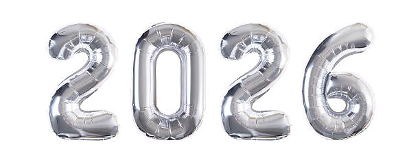 istock silver inflatable balloons shaped as the numbers 2026 2239488791