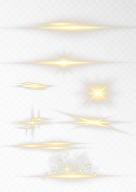istock Golden and pink glowing light flares with soft sparkle and warm radiant shine on transparent abstract background. 2239488966