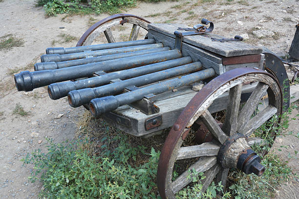 A Ribauldequin; also known as a rabauld; ribault; ribaudkin; infernal machine or organ gun; was a late medieval volley gun with many small-caliber iron barrels.
