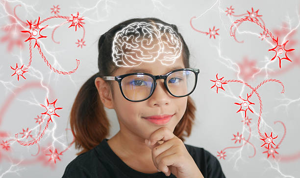 istock Smart kid with glowing brain and neuron electric connection background, symbolizing intelligence, learning, and creative thinking in futuristic education and science concept. 2239494845