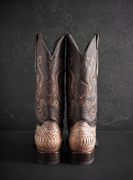 istock Cowboy boots with snakeskin texture and western stitching 2239499220