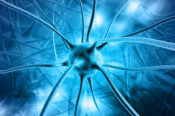 Transmitting neural signals in the brain. 3d illustration