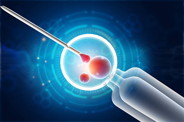 In vitro fertilization, IVF on modern scientific and technology background. 3d illustration